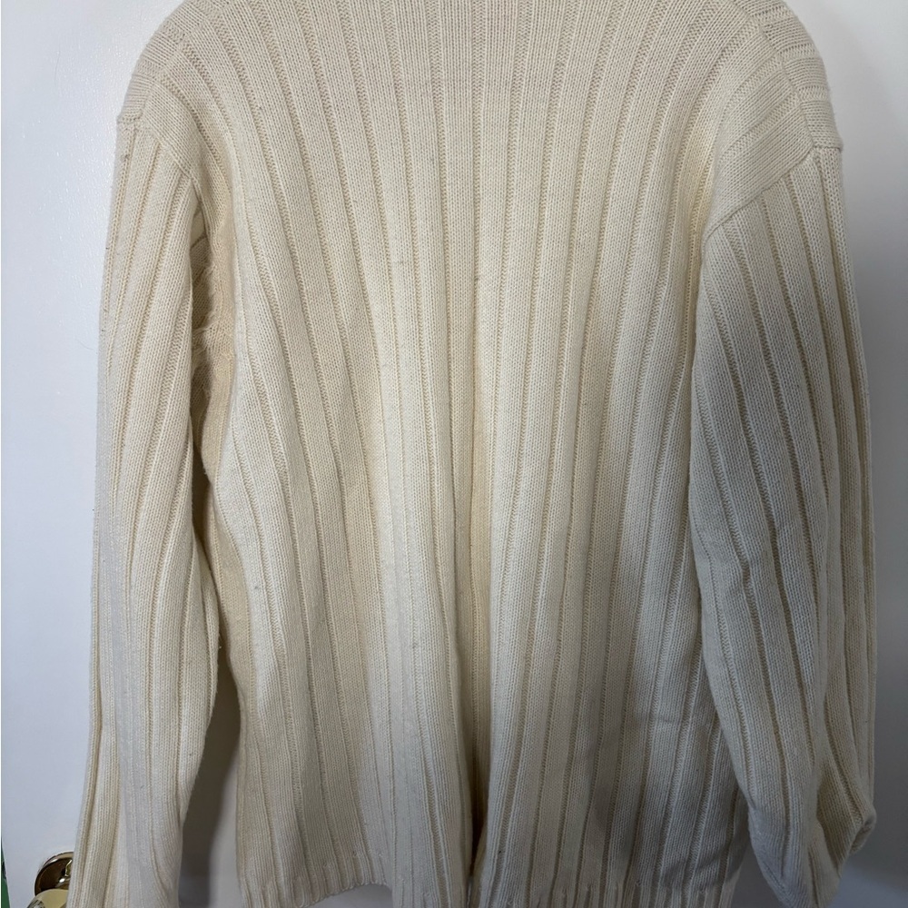 Vintage LT Casuals Cream Ribbed Button-Front Sweater Cardigan Cottagecore Girly - Picture 4 of 5